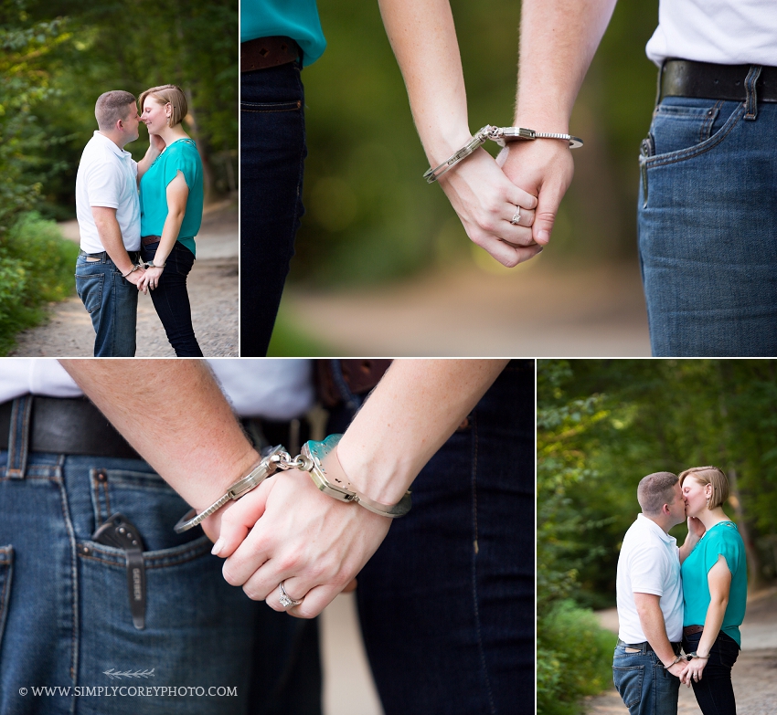 Atlanta engagement session with police officers and handcuffs
