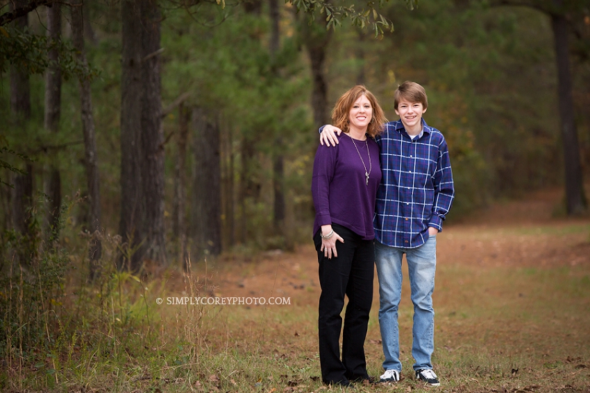 mom and teen boy by Atlanta family photographer