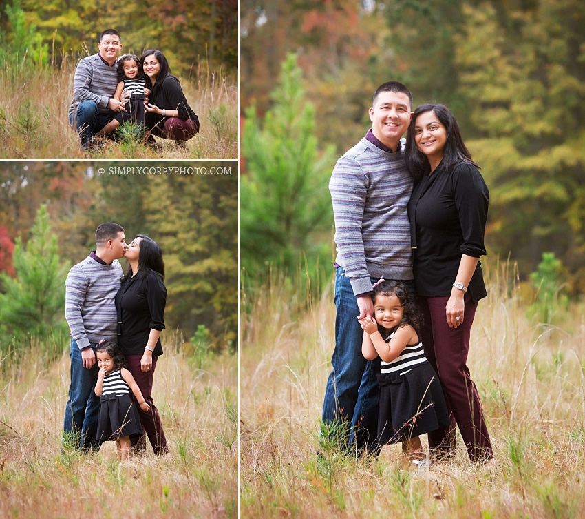 mom and dad with a toddler during an outdoor photography session by west Georgia family photographer