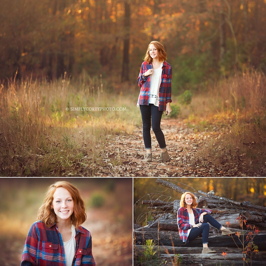 outdoor, rustic photography session by Douglasville senior portrait photographer