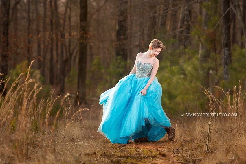 teen in pageant dress and Dr. Martens by Atlanta photographer