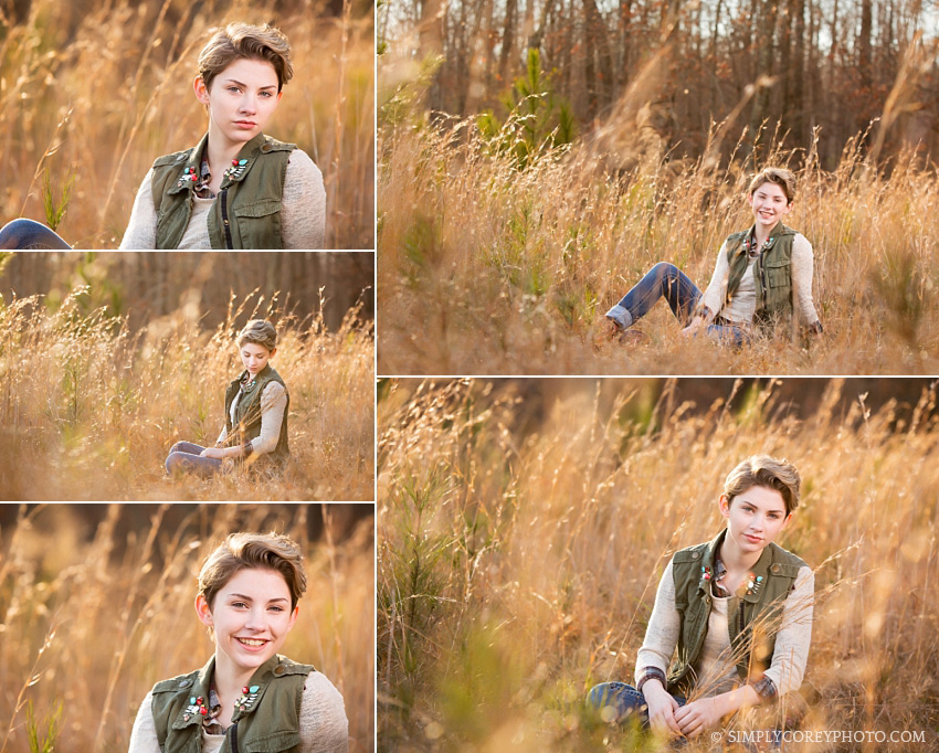 girl in tall grass, Atlanta teen photographer, west Georgia outdoor photo session