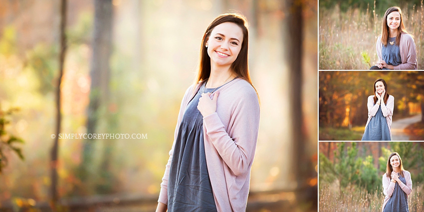 teen girl during an outdoor photo session by Douglasville senior portrait photographer