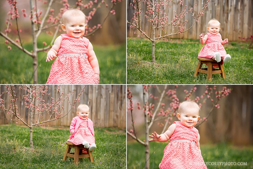 spring portraits near flowers by Carrollton baby photographer