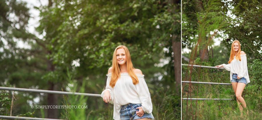 teen girl in the country by Douglasville senior portrait photographer