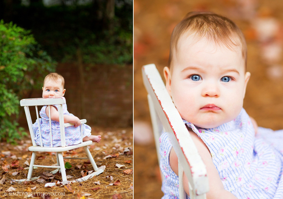 baby girl in a rocking chair by Atlanta baby photographer