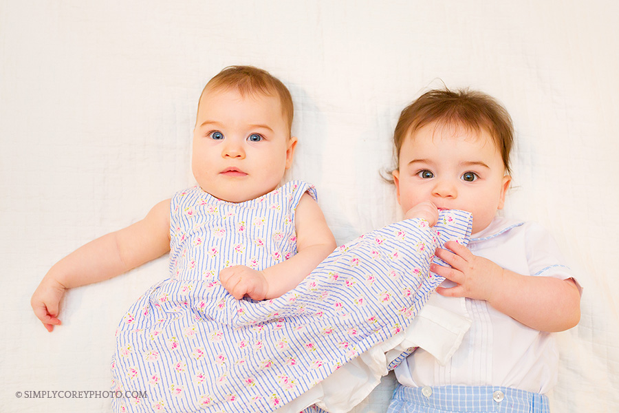 fraternal twins by Atlanta baby photographer