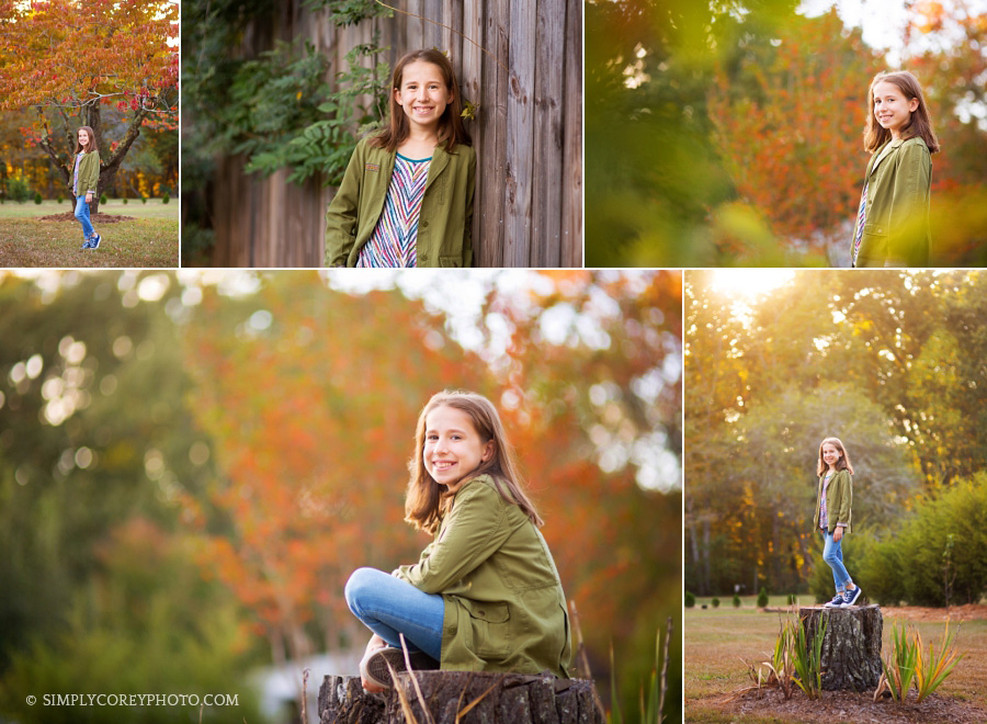 outdoor fall portraits by Atlanta tween photographer