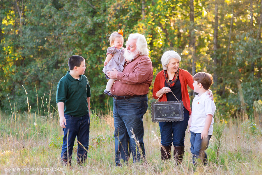 grandparents with grandchildren by Atlanta extended family photographer