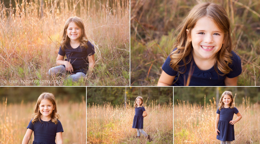 girl in a field with tall grass by Atlanta children's photographer