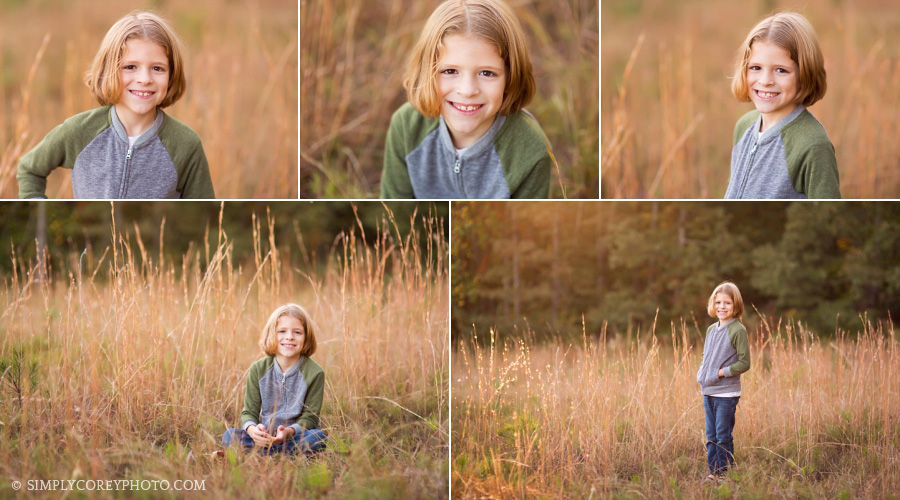 boy in a field with tall grass by Douglasville child photographer