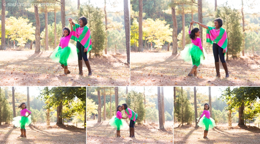 Mom and daughter dancing by Atlanta family photographer