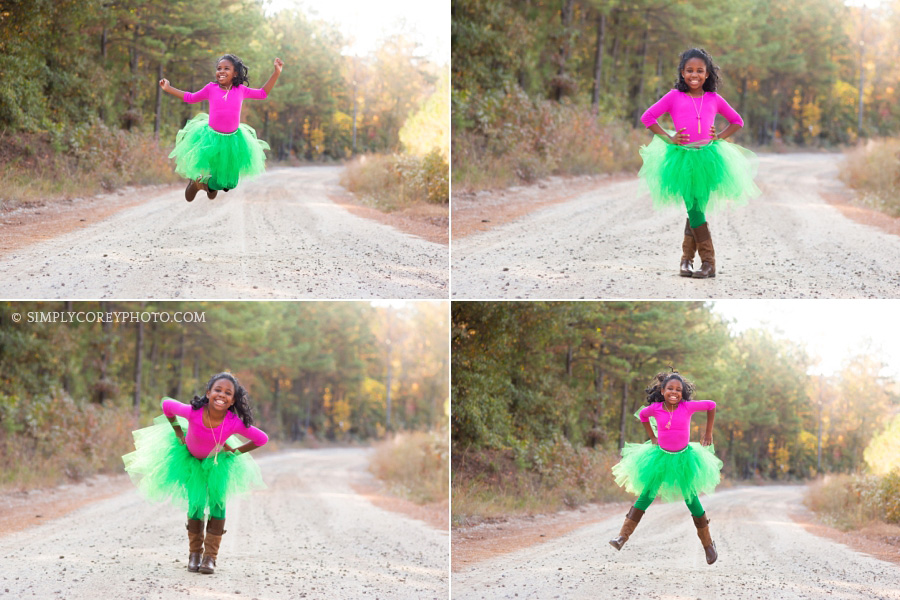 girl in a tutu on a dirt road by Atlanta child photographer