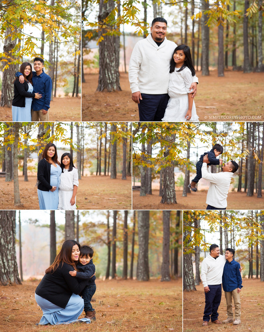 mom and dad outside with their kids by Douglasville family photographer