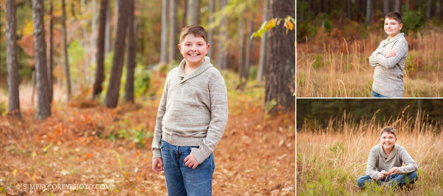 outdoor portraits of a tween boy by Douglasville children's photographer