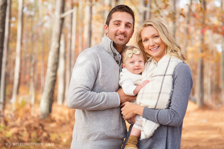 outdoor family portrait with a baby by Atlanta family photographer