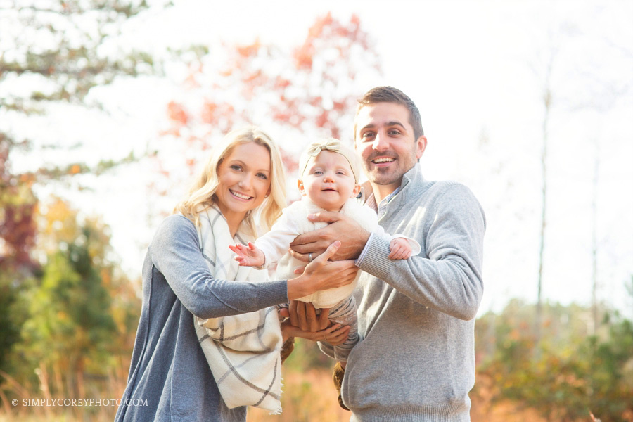 outdoor family portrait with a baby by Atlanta family photographer