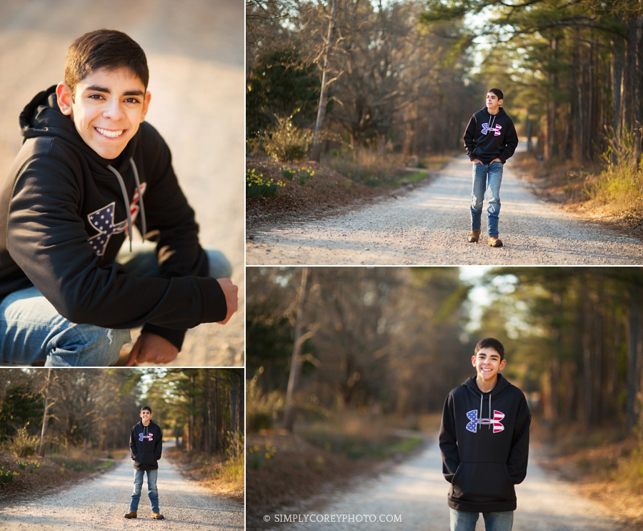 teen guy in Under Armour hoodie by Atlanta senior portrait photographer