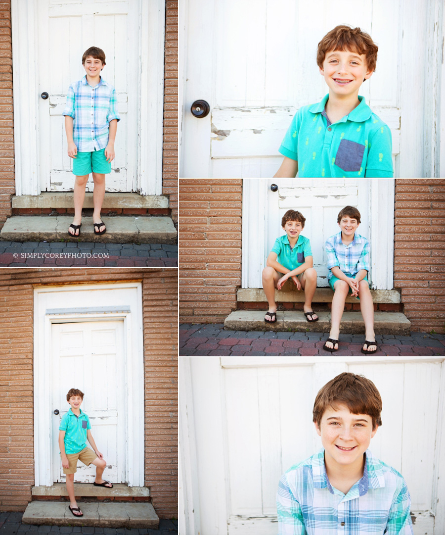 Carrollton children's photography of two brothers during an on location portrait session