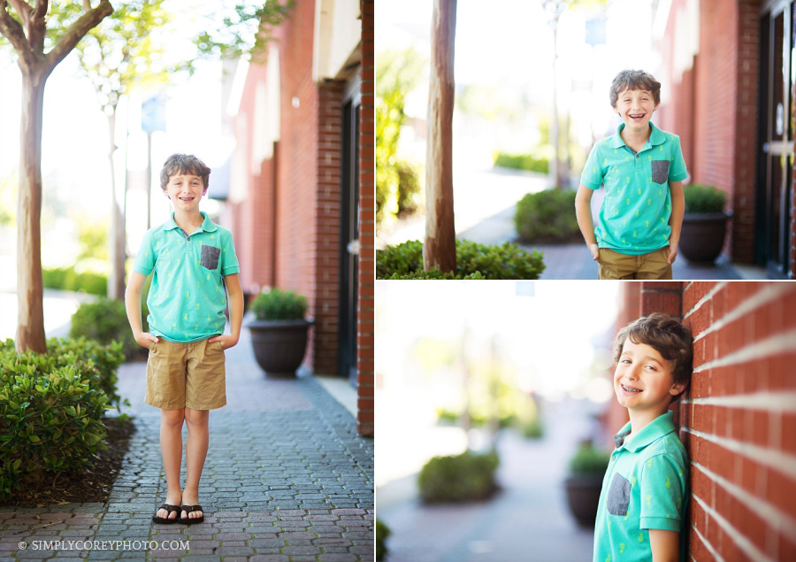 boy downtown for a portrait session by Atlanta child photographer