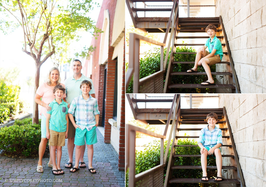 family downtown for a portrait session by Atlanta family photographer 