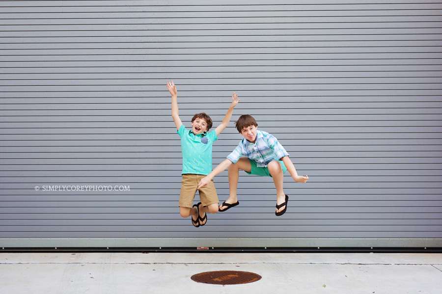 boys jumping by Atlanta children's photographer 