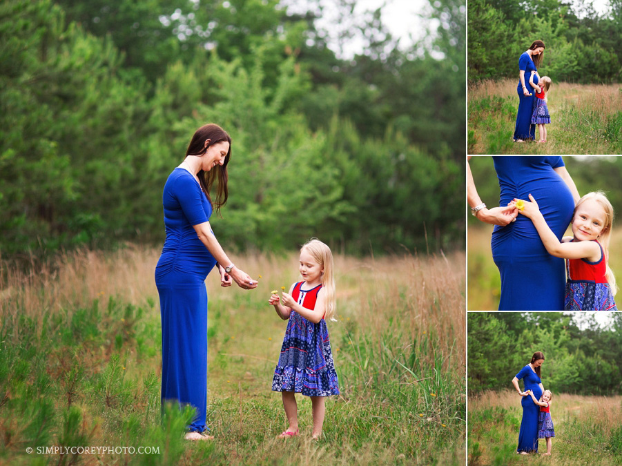 pregnant mom and little girl by Atlanta maternity photographer