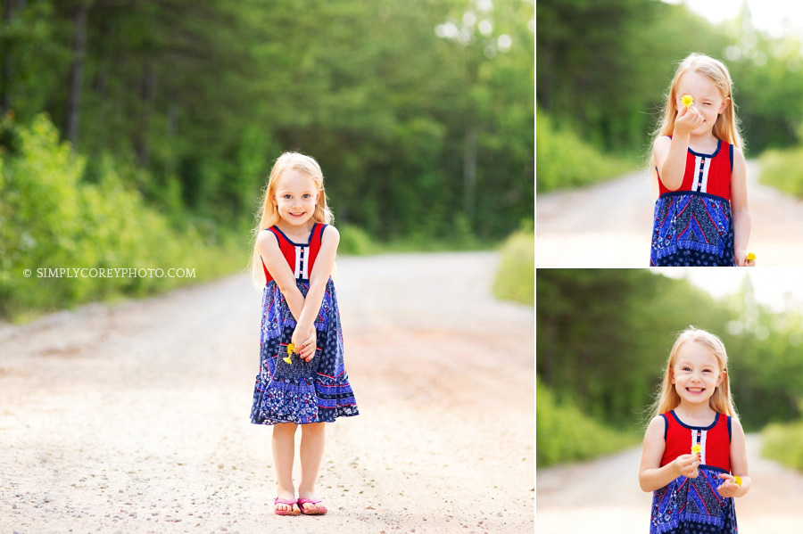 little girl with a dandelion by Newnan children's photographer
