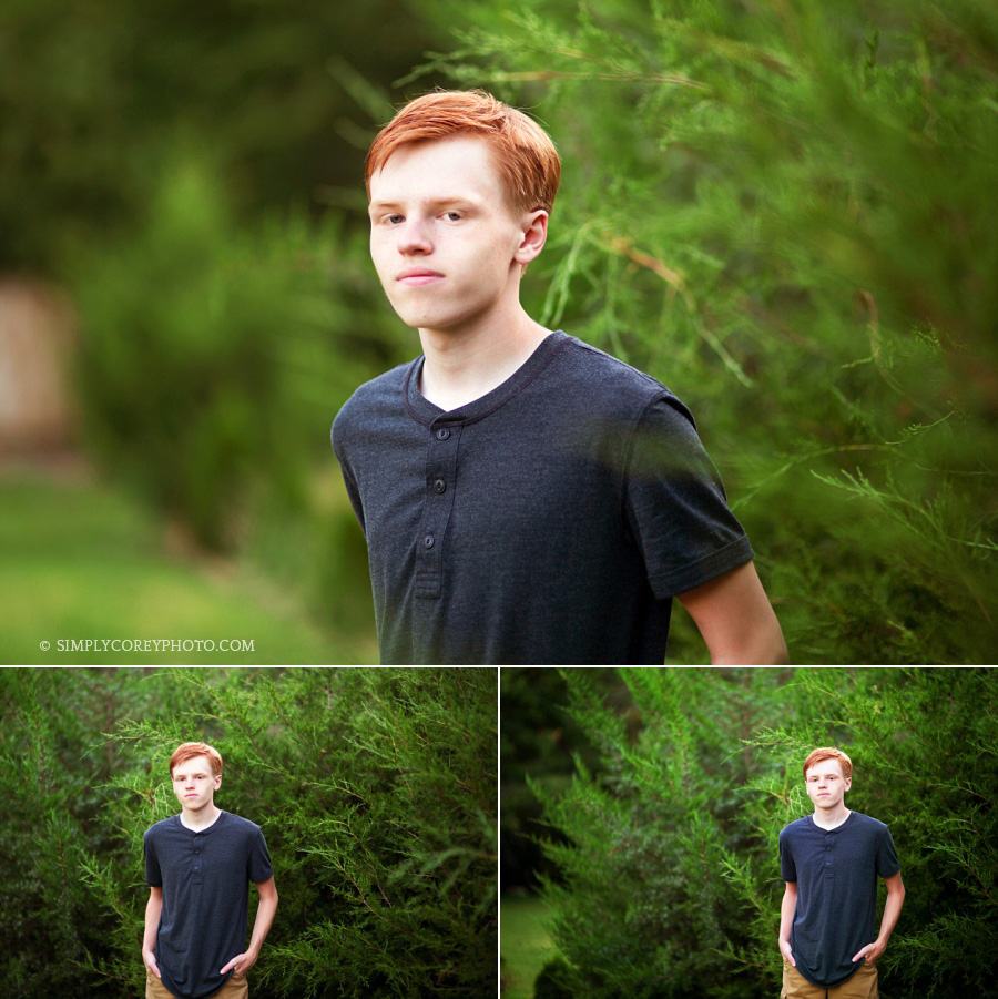 Douglasville senior portraits of teen boy outside