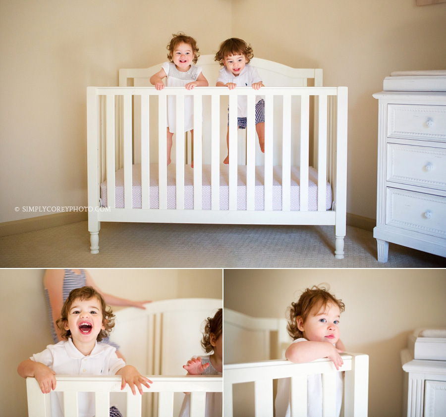 twins in crib by Carrollton baby photographer