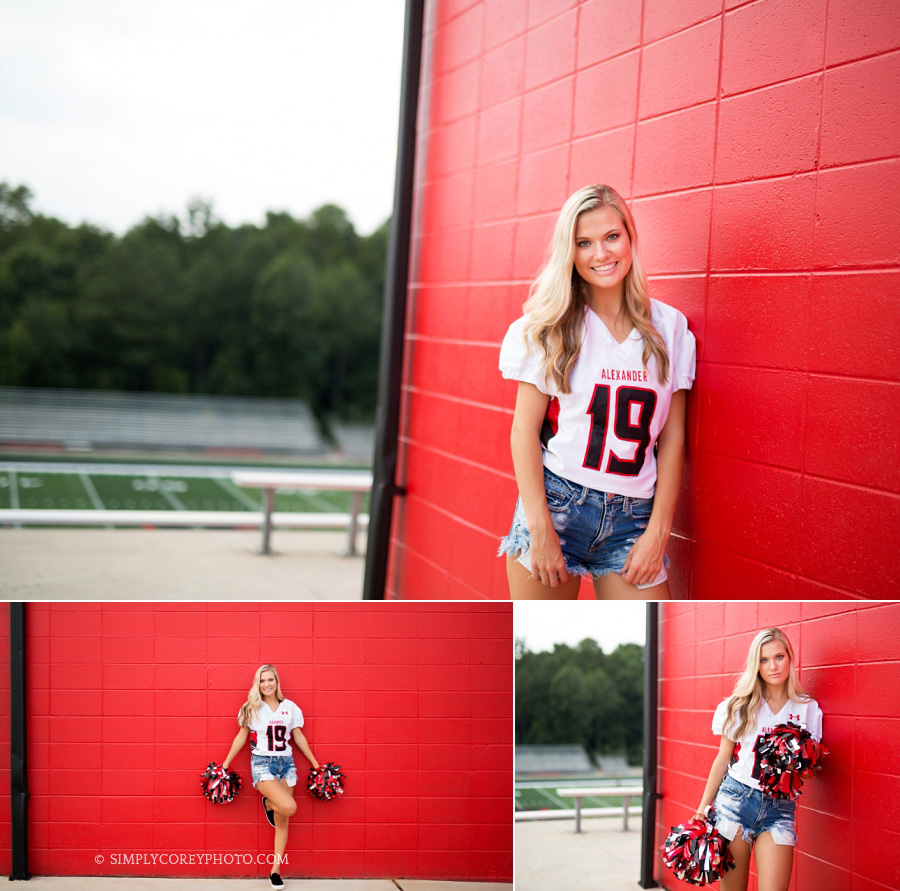 Douglasville cheerleader photos at the Alexander High School football field by Douglasville teen photographer