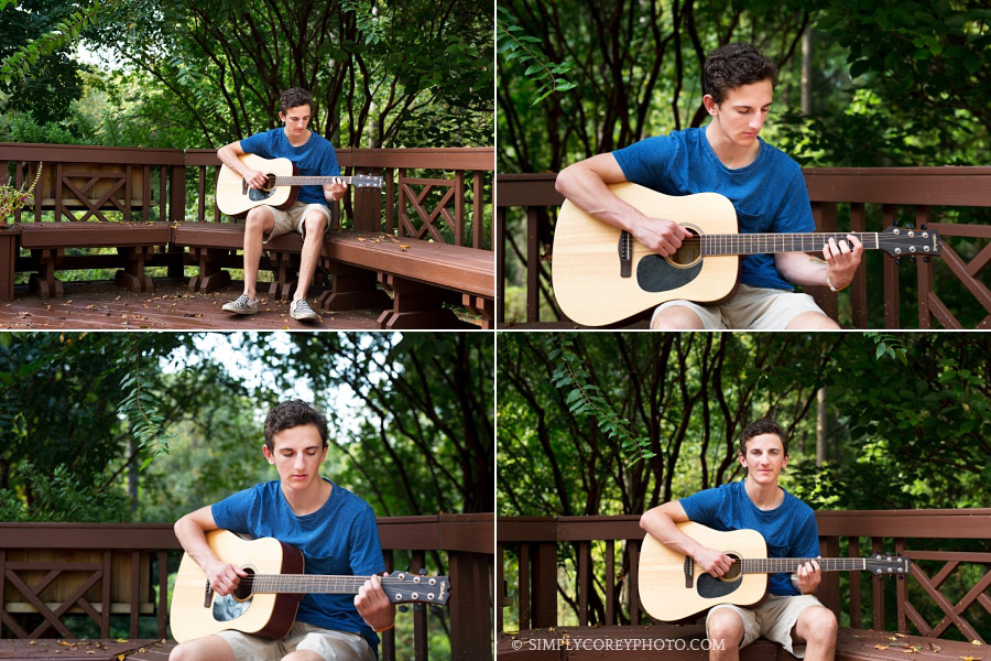 Carrollton, Georgia senior portraits of a teen guy with a guitar