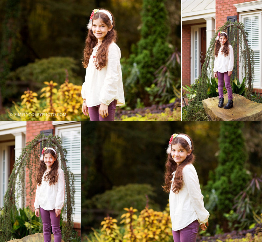 girl outside home by Douglasville children's photographer