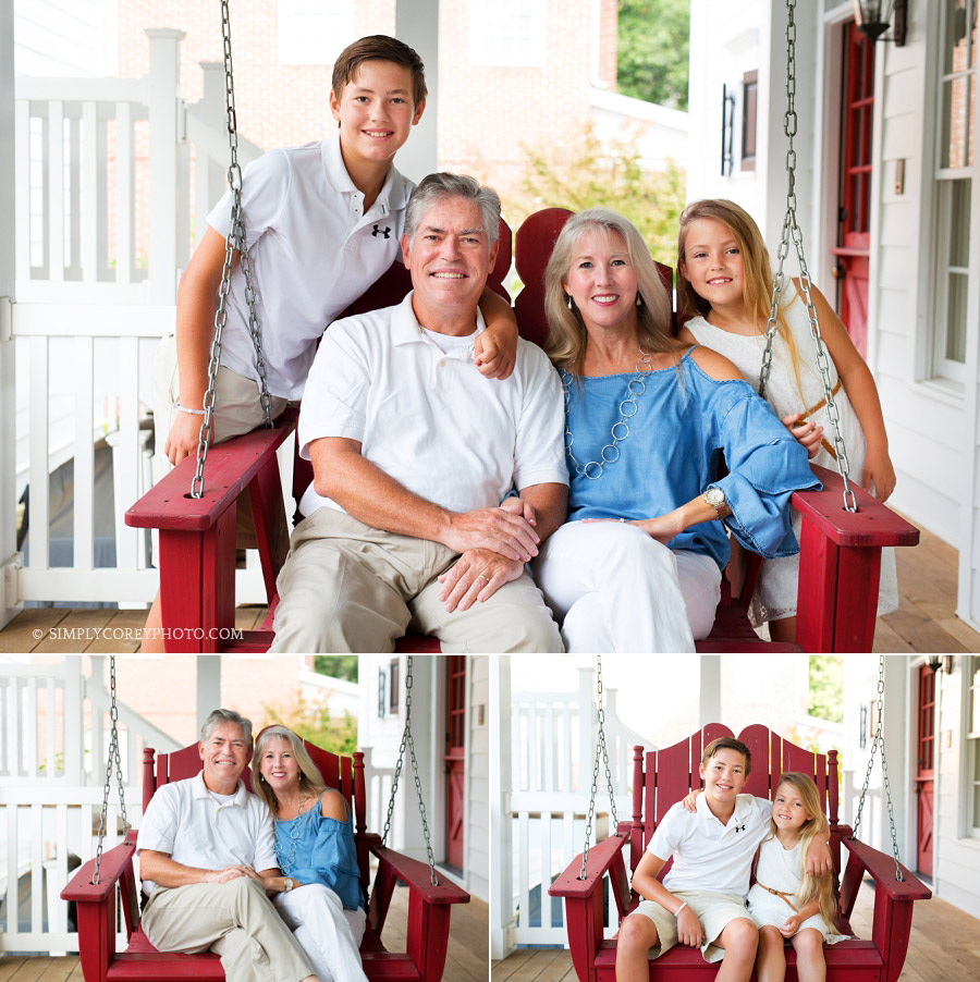 red porch swing Villa Rica family photography