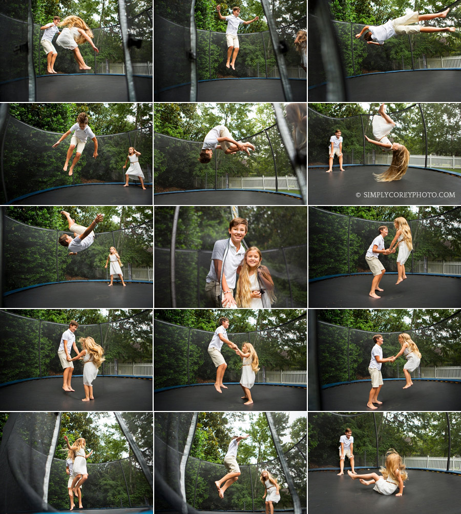 children on a trampoline by Douglasville lifestyle photographer