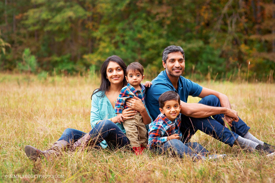 Douglasville family photography fall outdoor portrait in field 