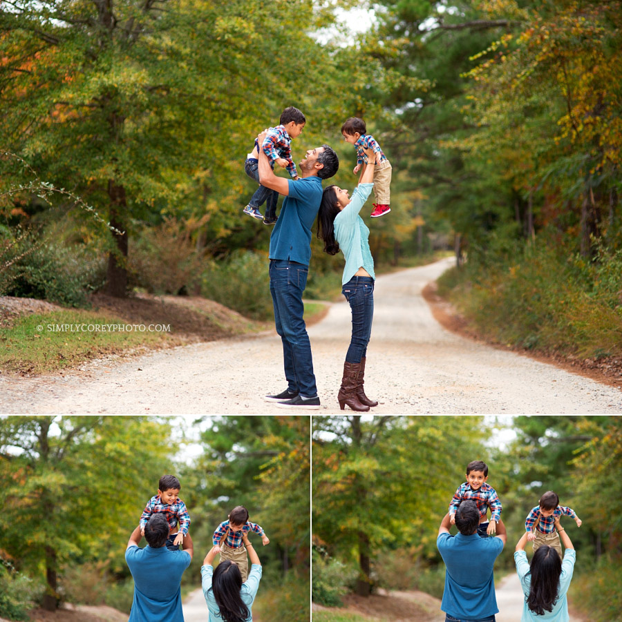 Villa Rica family photography of fall portraits on a country road