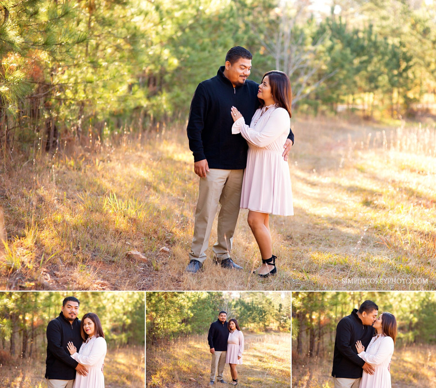 mom and dad in a field during a family portrait session by Atlanta couples photographer