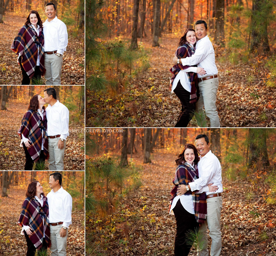 fun outdoor fall portraits by Newnan couples photographer