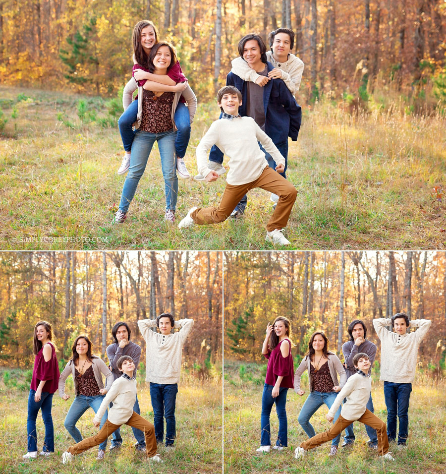 fun and silly outdoor sibling portraits by Atlanta family photographer