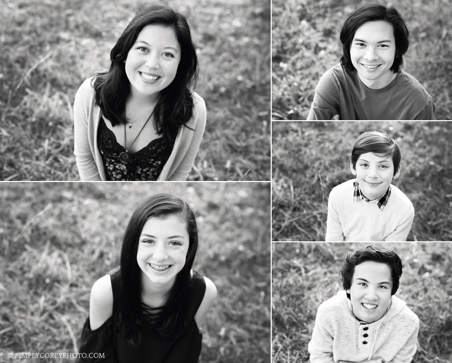 outdoor black and white headshots by Carrollton teen photographer