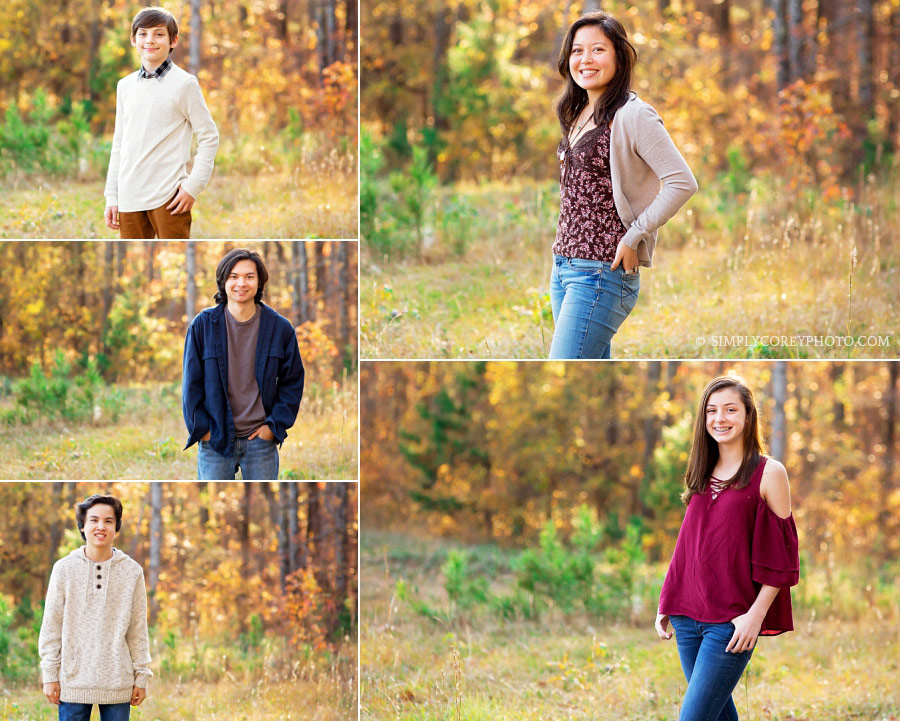 outdoor teen tween portraits in a field by Carrollton family photographer