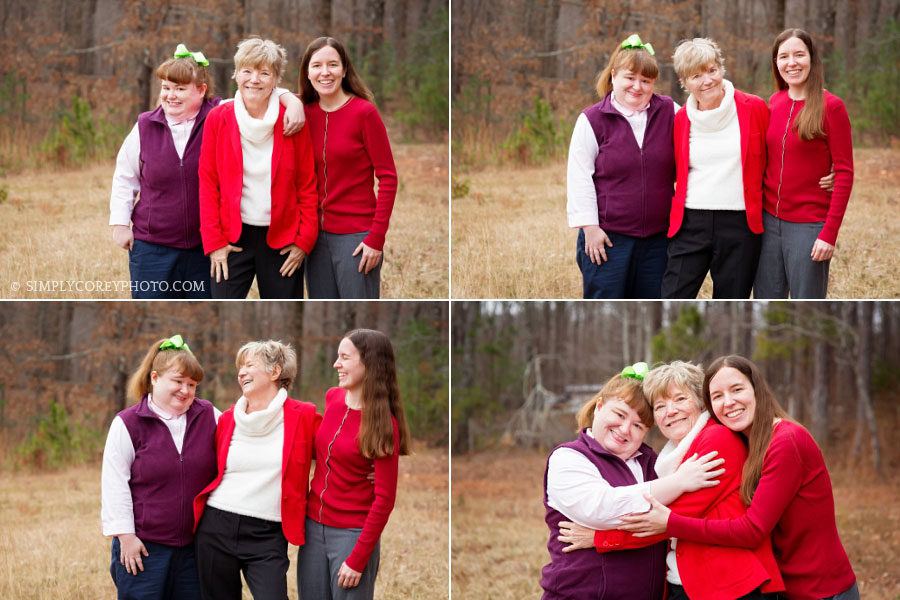 Douglasville family photography of mom and daughters outside