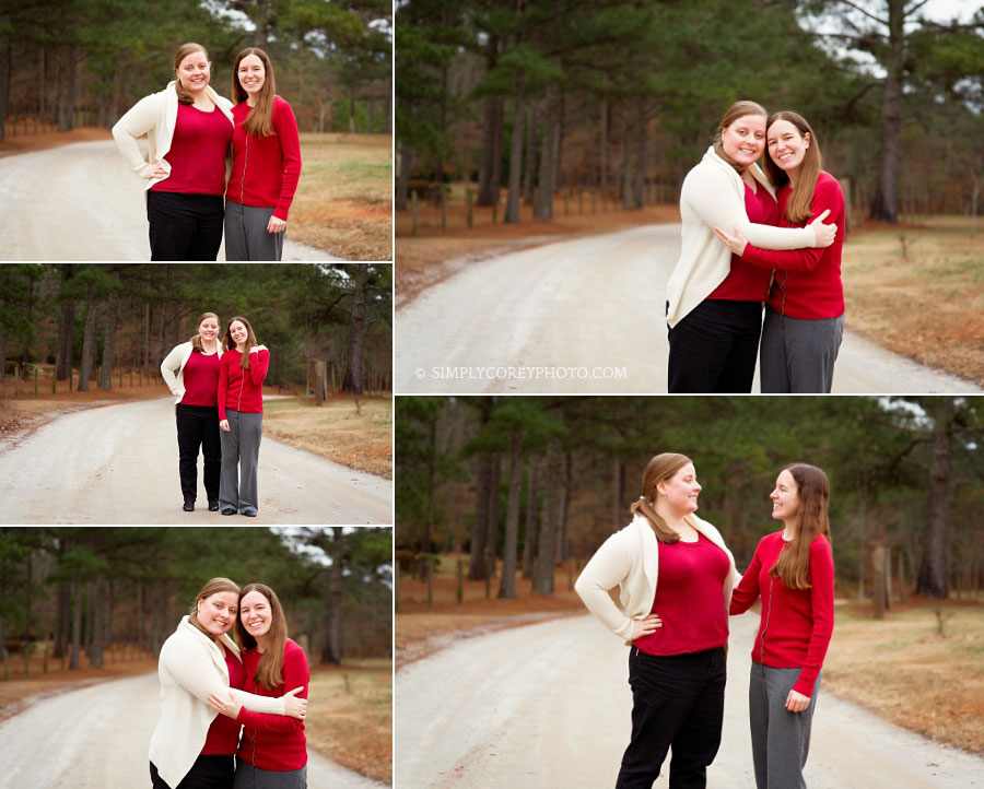 outdoor photography of friends on a country road by Atlanta portrait photographer