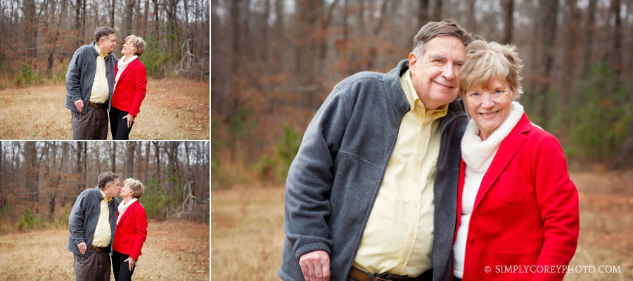 portrait of older parents outside by Villa Rica family photographer