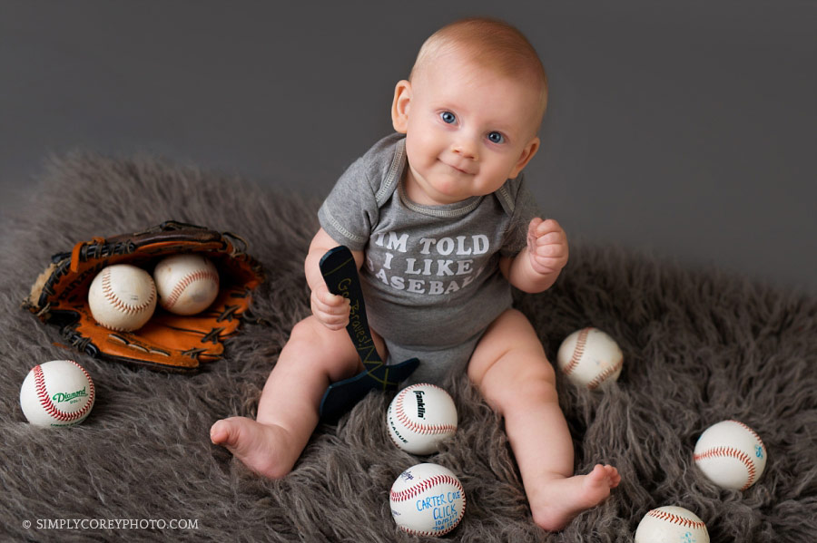 baby photographer Carrollton, Georgia; baseball sitter session