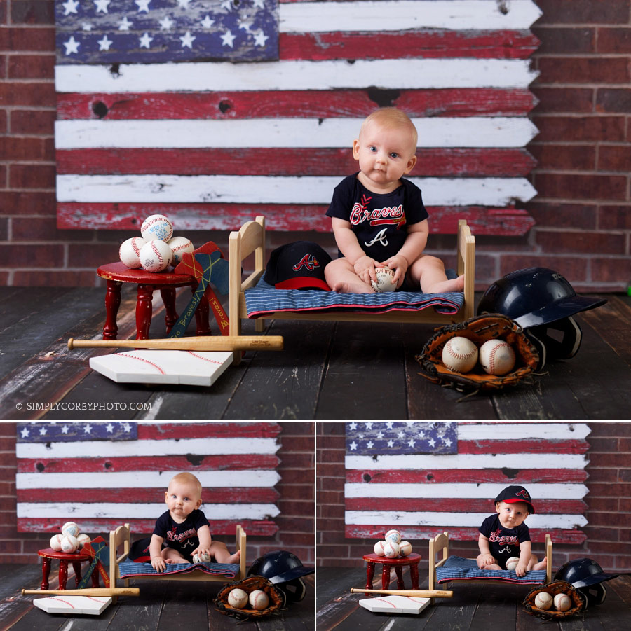 Carrollton baby photographer, Atlanta Braves sitter session
