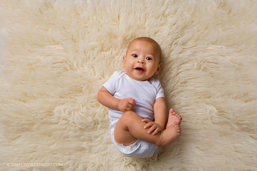 baby photographer Newnan, 4 month old boy on fur