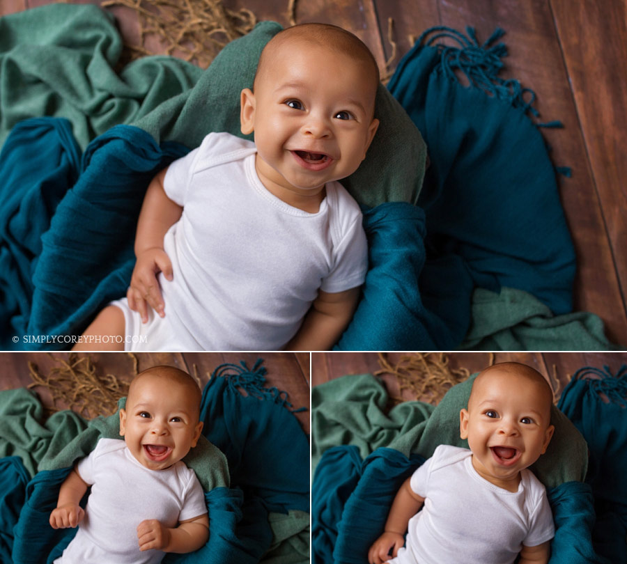 baby photographer Villa Rica; 4 month old baby boy smiling