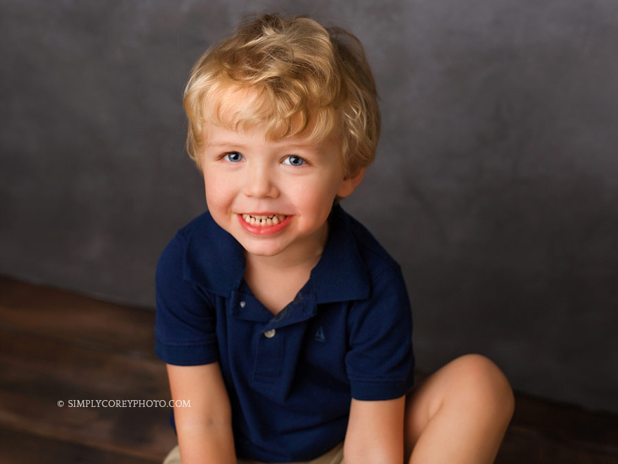 Douglasville studio photographer, photo of boy smiling